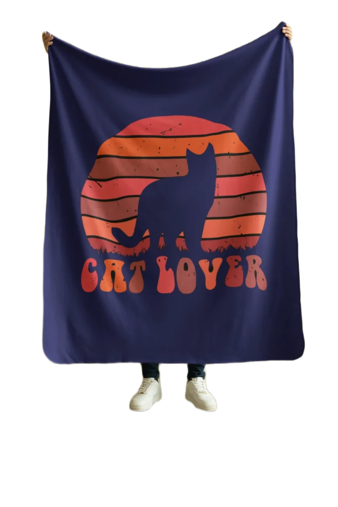 blue flannel blanket for black cat lovers