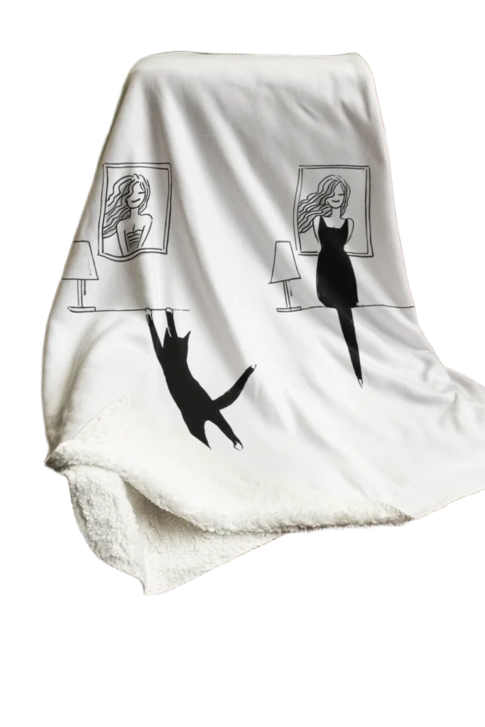 white flannel blanket for black cat lovers