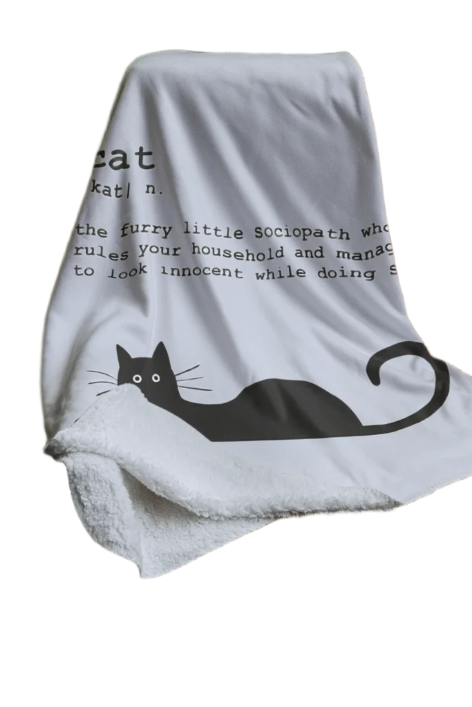 grey flannel blanket for black cat lovers