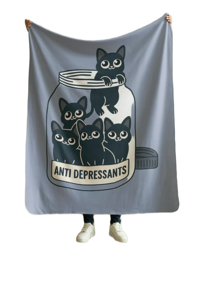 blue flannel blanket for black cat lovers