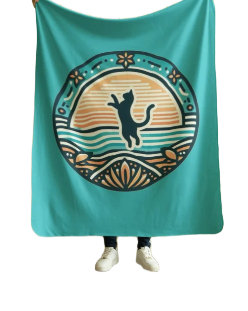 green flannel blanket for black cat lovers