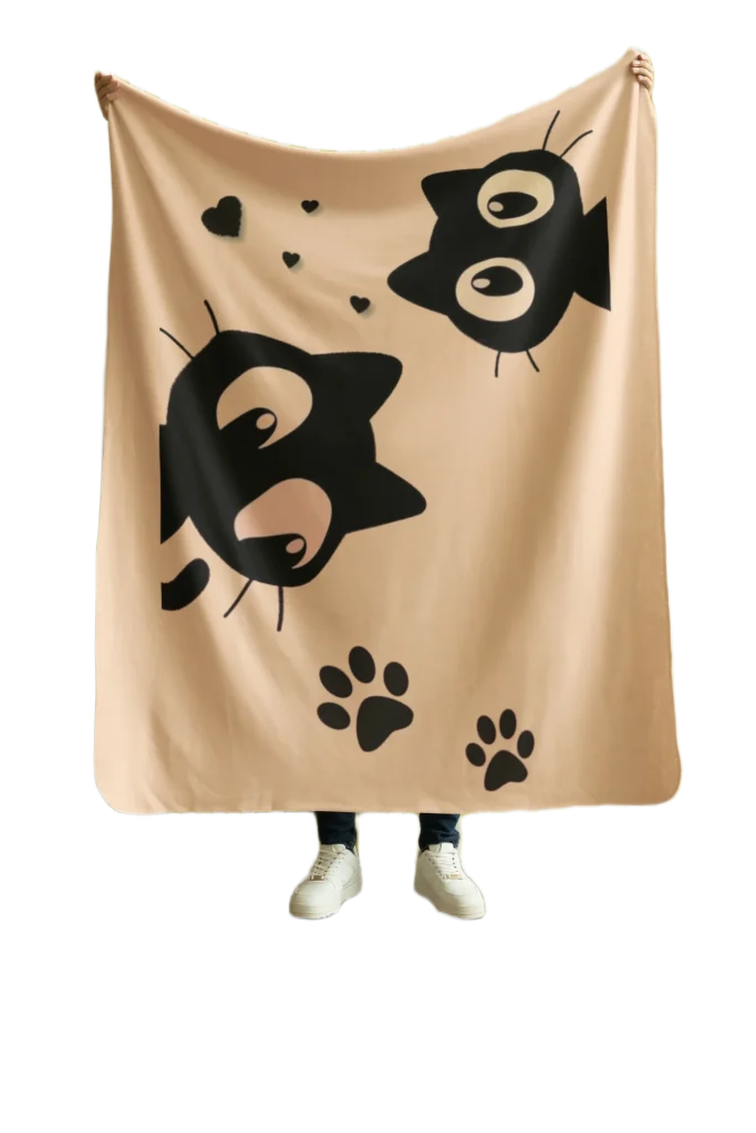 brown flannel blanket for black cat lovers