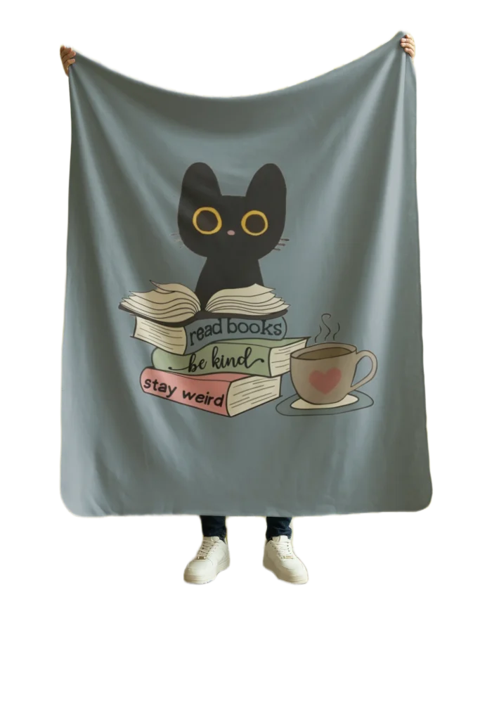 blue flannel blanket for black cat lovers