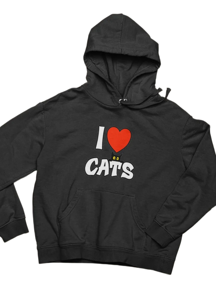 black hoodie with design for black cat lovers
