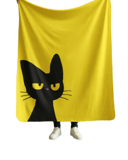 void cat lover yellow blanket