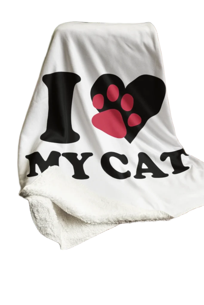 i love my cat white blanket
