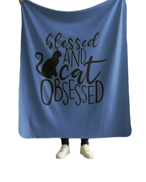 Blessed and Cat Obsessed Blanket #21