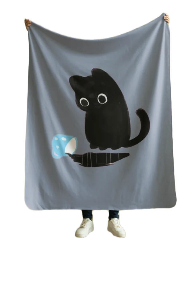 void cat lover blanket spilled coffeee