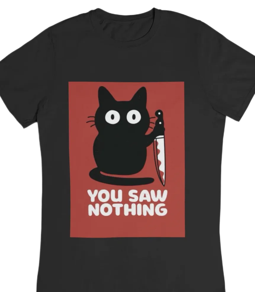 black t-shirt with void cat design