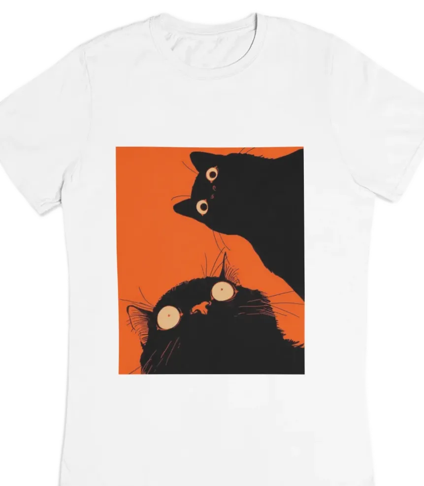 white t-shirt with void cat design